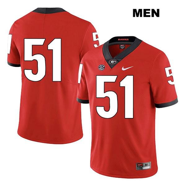 Georgia Bulldogs Men's David Marshall #51 NCAA No Name Legend Authentic Red Nike Stitched College Football Jersey GJR4256IP